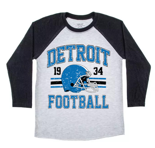 Adult Unisex Baseball T - Vintage Detroit Lions