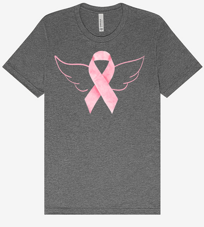 Breast Cancer Ribbon with Wings