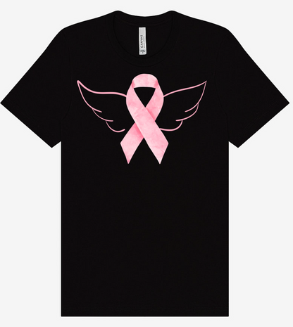 Breast Cancer Ribbon with Wings